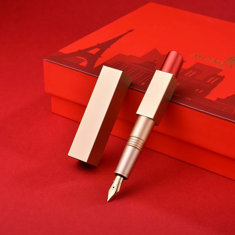 

Montagut Luxury Lipstick Valentine's Day Exclusive Gift Fountain Pen Iridium Fine Nib 0.5mm Golden Color Writing Ink Pen