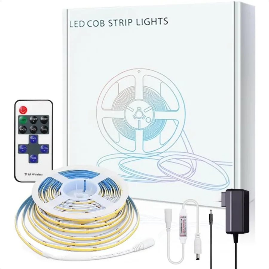 

COB Led Strip Lights 16.5ft 5M Warm 3000K LED Strip Lighting Cuttable Led Light Strip DC24V 512LEDS M CRI 90Flexible Uniform Le