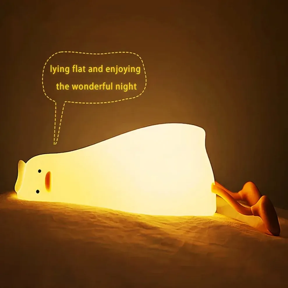 LED Children Night Light Rechargeable Silicone Squishy Duck Lamp Child Holiday Gift Sleeping Creative Bedroom Desktop Decor Lamp