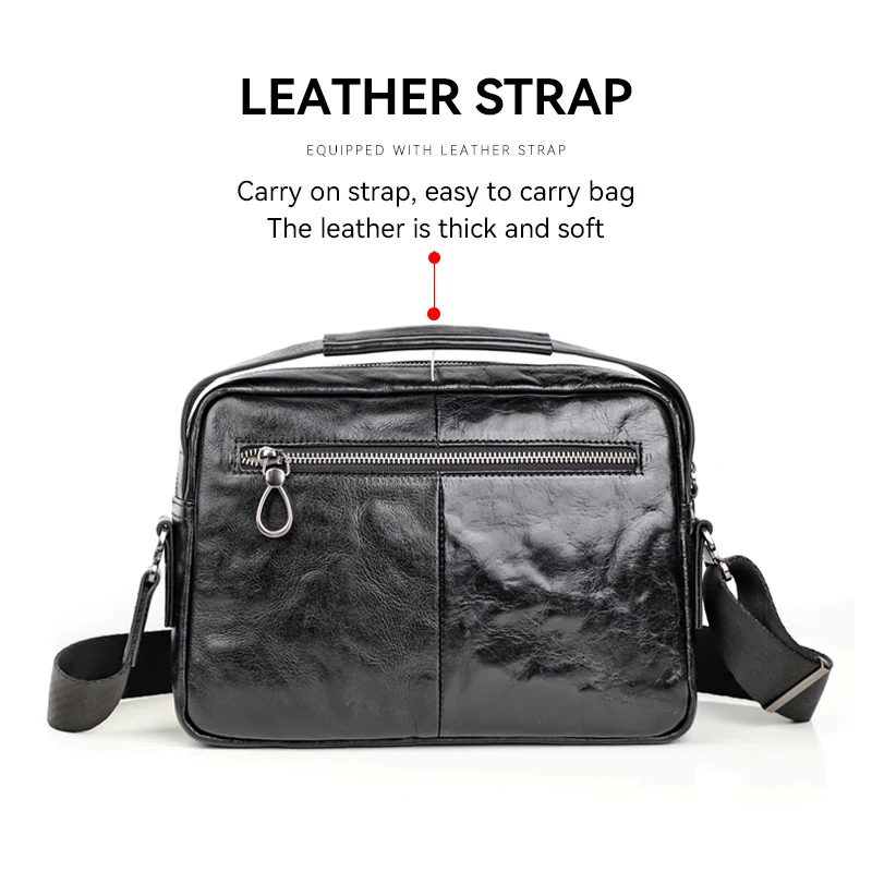 2022 New Leather Men\'s Crossbody Shoulder Bag Genuine Leather Business Messenger Bag For Male Portable Storage Travel Sling Bags