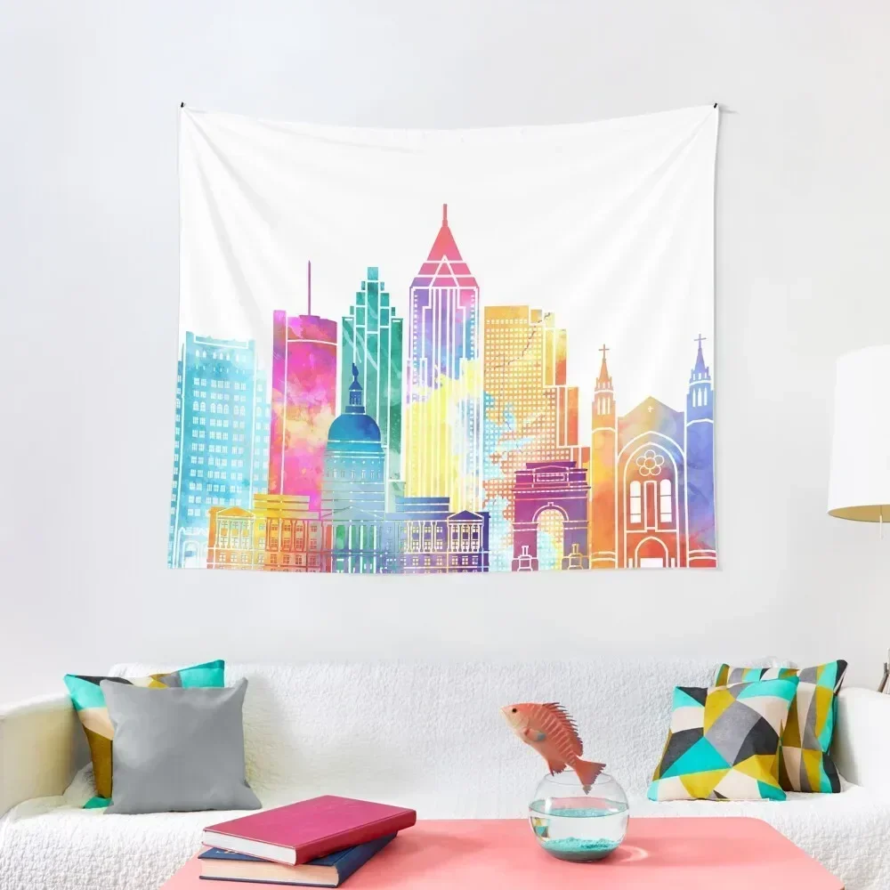 

Atlanta landmarks watercolor poster Tapestry Decoration Home Wall Hanging Decor Tapestry