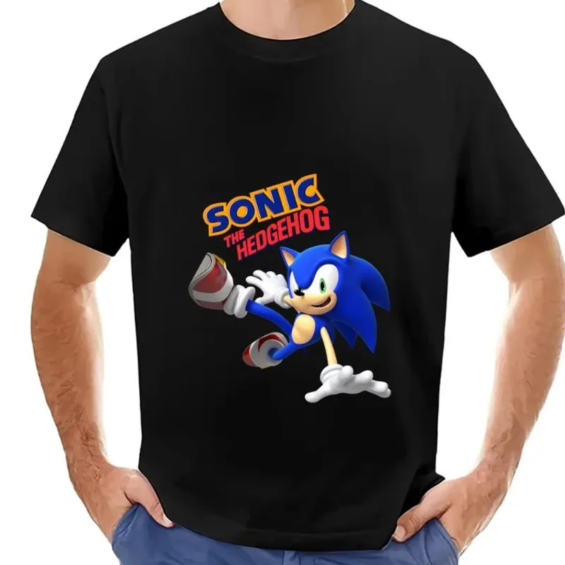 Classic S-Sonic The Cool H-Hedgehog T Shirt Men Couple Combination Women Clothes Short Sleeve Collar Fashion Cotto