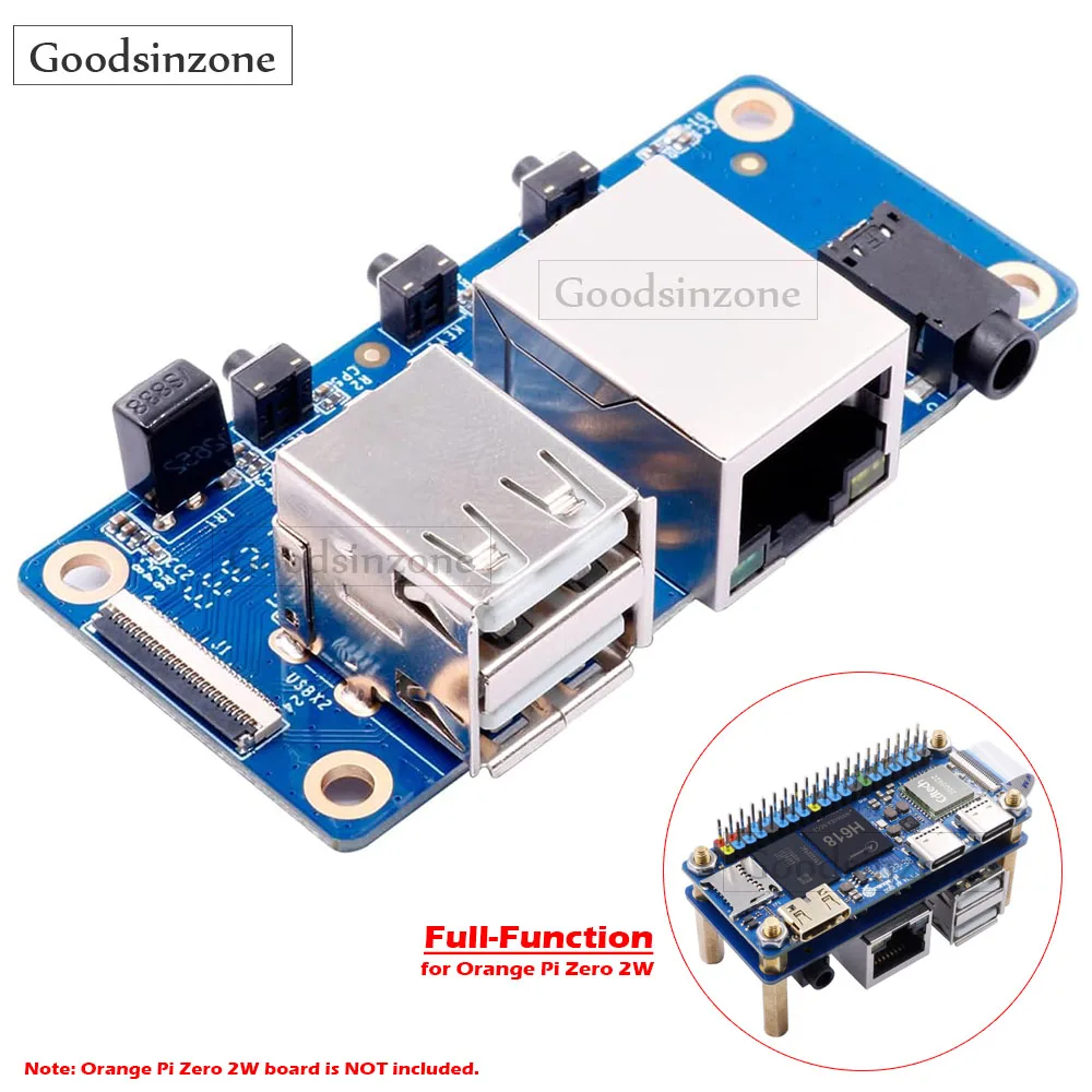 Orange Pi Zero 2W Expansion Board - 24-Pin I/O Breakout with Ethernet, USB, Audio & IR Receiver for OrangePi Zero 2 W