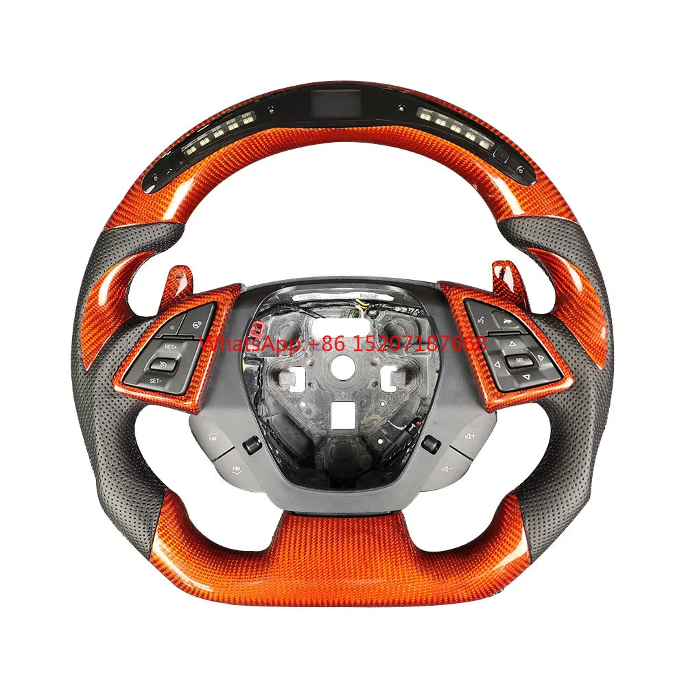 Custom Design Flat Bottom LED Carbon Fiber Steering Wheel For Chevrolet Camaro 2020 Steering Wheel