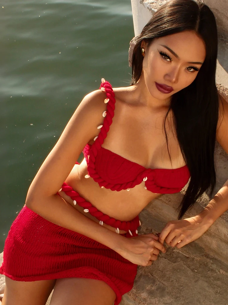 Сексуальный жилет с поворотным дизайном, топ и юбка, облегающий женский комплект Cruise Vaion Sle, брендовый комплект Weirdpuss