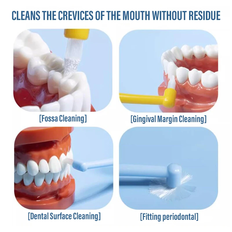 단일 번들 교정 칫솔, 더블 헤드 치간 브러시, 부드러운 칫솔모, 뾰족한 플랫 브러시, 치아 청소 교정기, 6 개