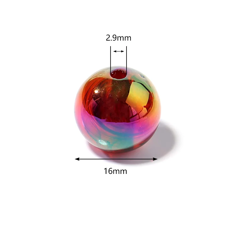 10pcs/lot 16mm Acrylic Round Beads Plated Color Spacer Bead for Jewelry Making DIY Necklace Bracelets Phone Chain Accessories