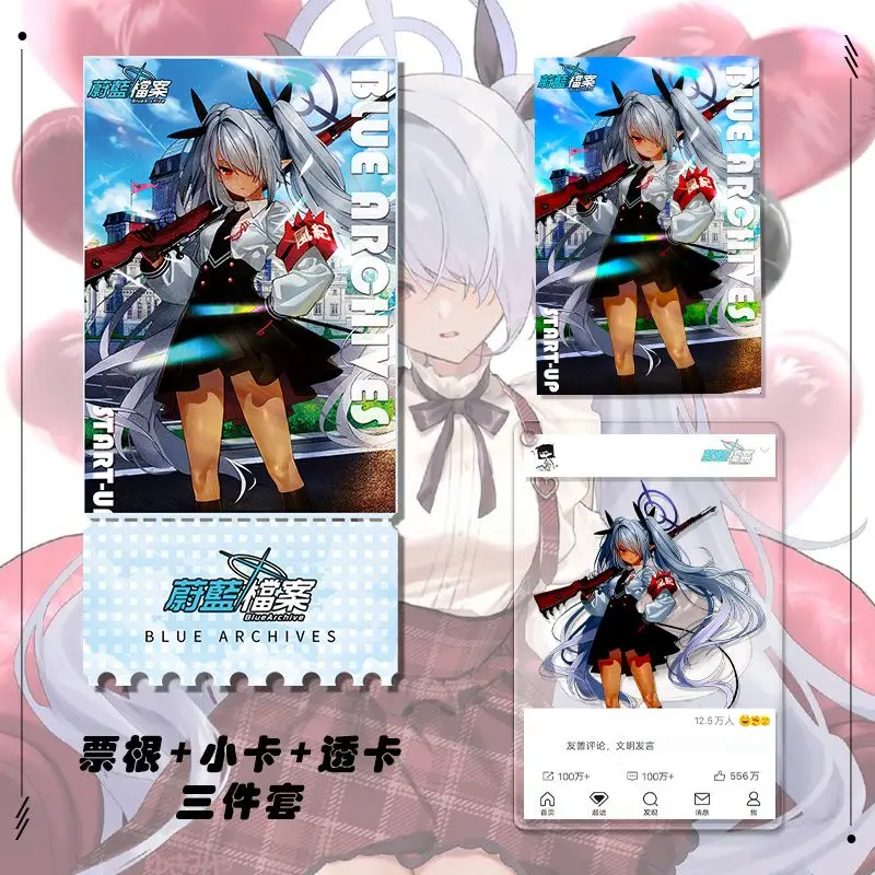 Anime Blue Archive Shiromi Iori Cosplay Acrylic Stand Model Desktop Ornaments Small Card Keychain Pendant Transparent Card