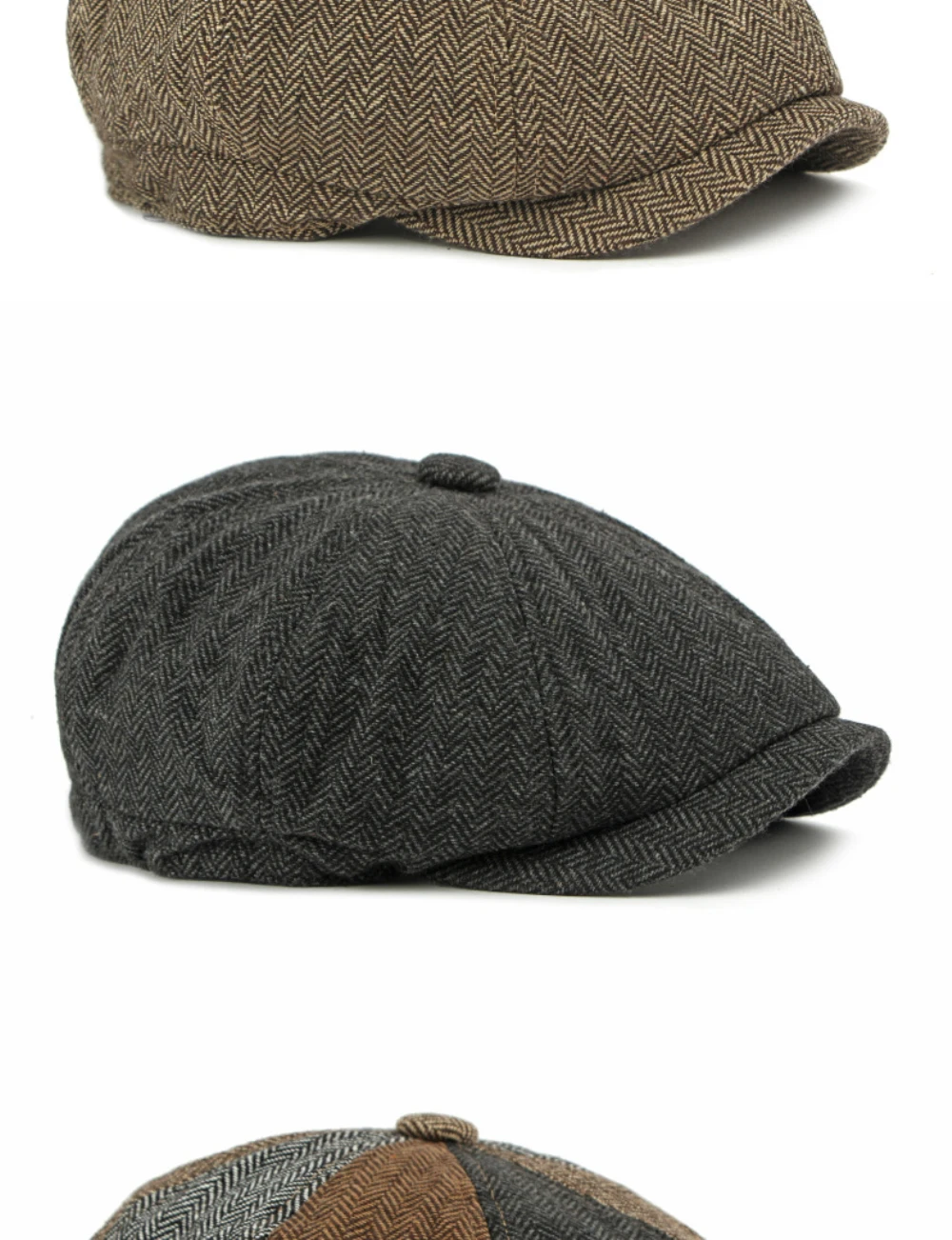 HT4908 Baskenmützen für Männer und Frauen, Vintage-Künstler-Malermütze, Unisex Ivy Flachmütze, Frühling Herbst Gestreifte Achteckige Baskenmütze – Detail 8