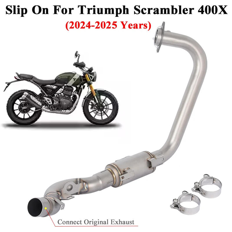 

For Triumph Speed 400 Scrambler 400X 2024 2025 Motorcycle Exhaust Full Header Escape Front Link Pipe Slip On Original Muffler