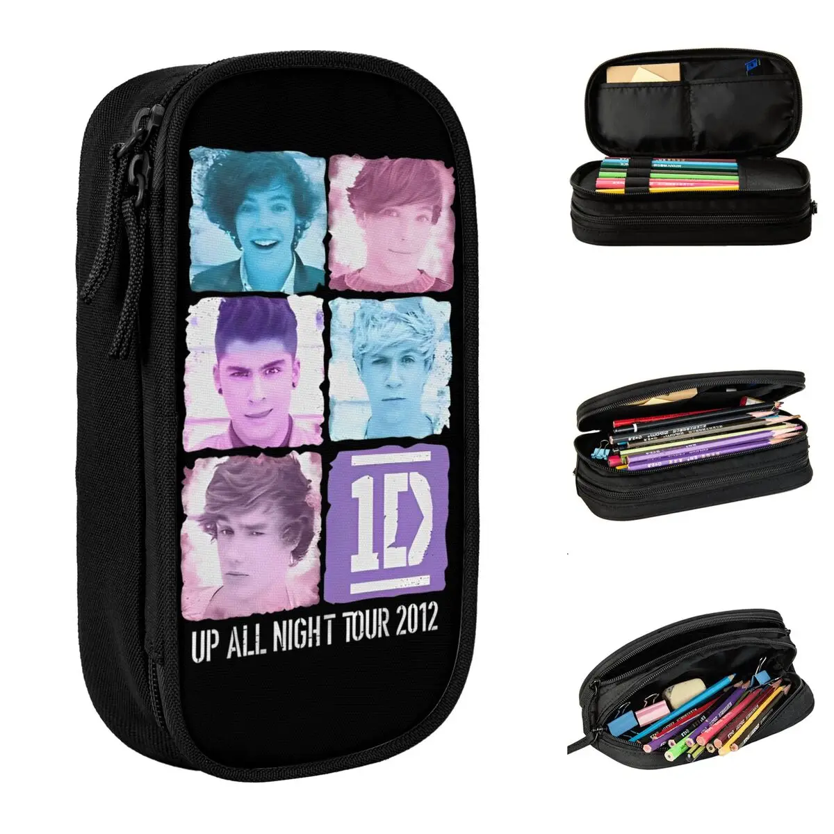 1D One Music Directions Pencil Case Creative  Band Pen Holder Bags Girl Boy Big Capacity Office Zipper Pencilcases