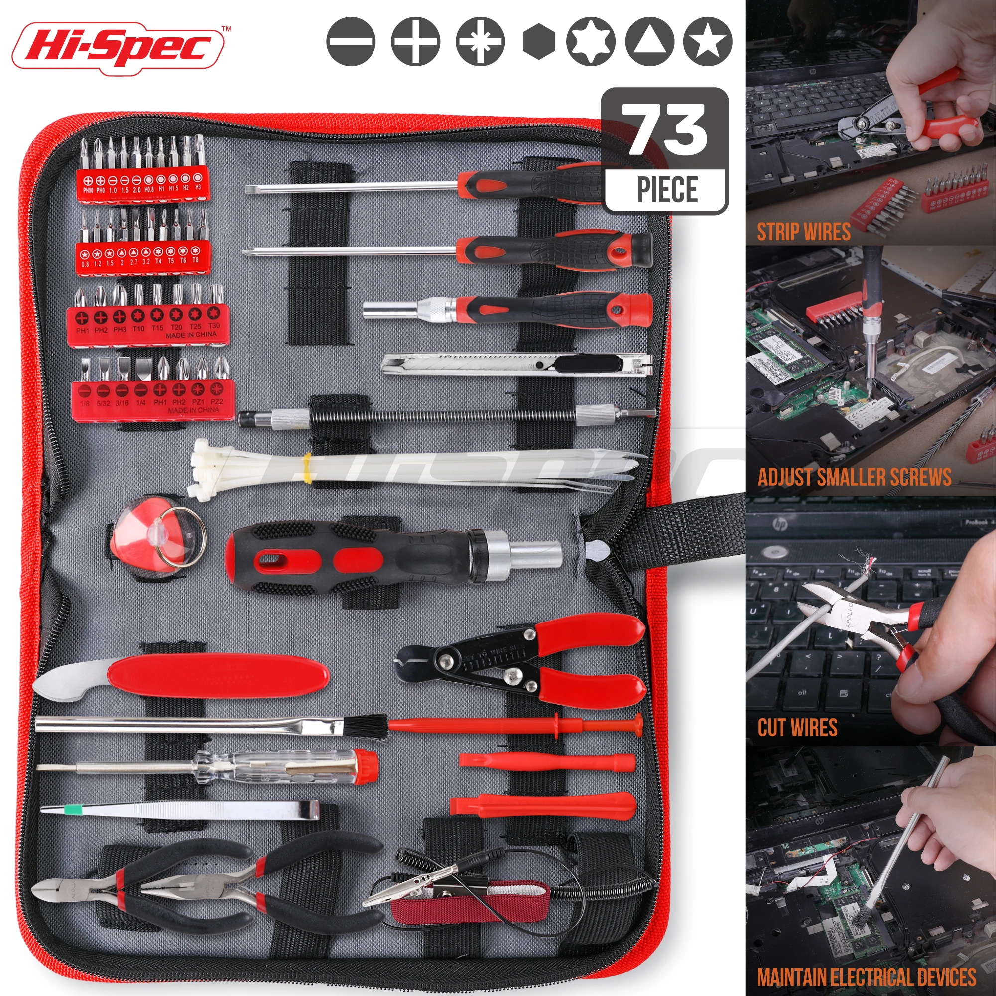 

Hi-Spec 73PCS Multifunction Precision Driver Set for Laptop And Mobile Phone Repair with Pliers Screwdriver Bits Tweezers