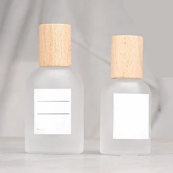 30ml 50ml Frosted Glass Perfume Bottle Fine Mist Sprayer Empty Jar with Walnut & Beech Pump Glass Spray Bottle Perfume Bottle