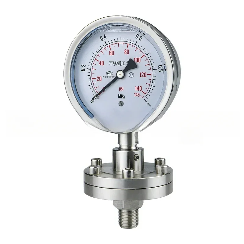 Stainless Steel Shock Proof Diaphragm Pressure Gauge YTP100BF/ML Threaded Connection Corrosion Resistant Tantalum