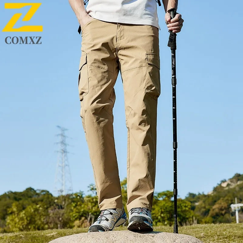 

Autumn Men's Tactical Pants Many-Pockets Lightweight Quick-Dry Tech Cargo Trousers Solid color for Hiking Urban Streetwear 2025