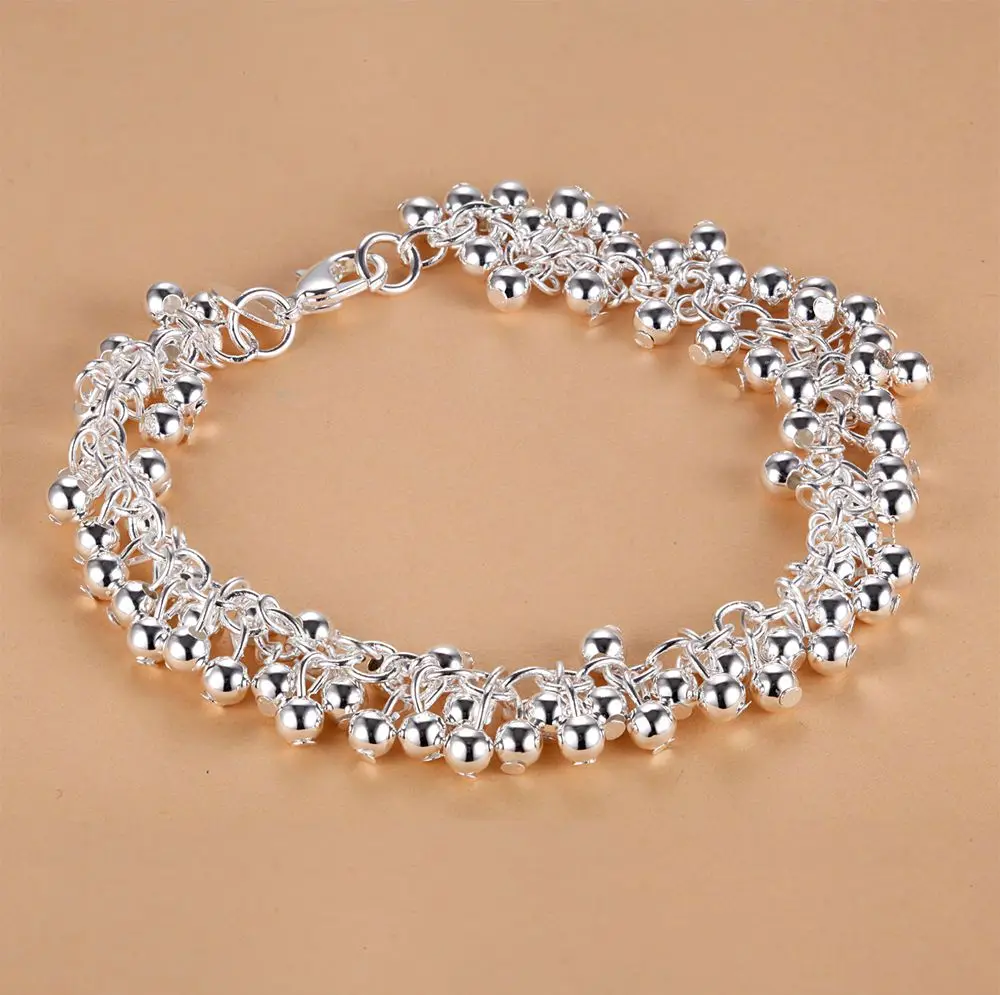 Neue 925 Sterling Silber Armbänder mit Traubenperlen für Damen und Herren, Hochzeitsschmuck, Verlobungs-Charm, Einfach Klassisch, Party Mode Geschenk