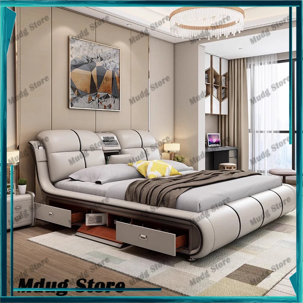 

Minimalist Handles Bed Unique Modern Fancy Storage Lounge Bed Sleeping Dressers King Camas Matrimoniales Home Accessories