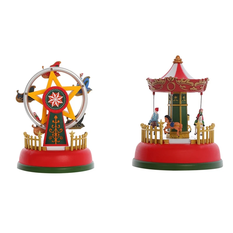 

New-Xmas Glowing Music Carousel Ferris Wheel Christmas Gifts Christmas Eve Gifts Christmas Ornaments Home Decoration Gifts