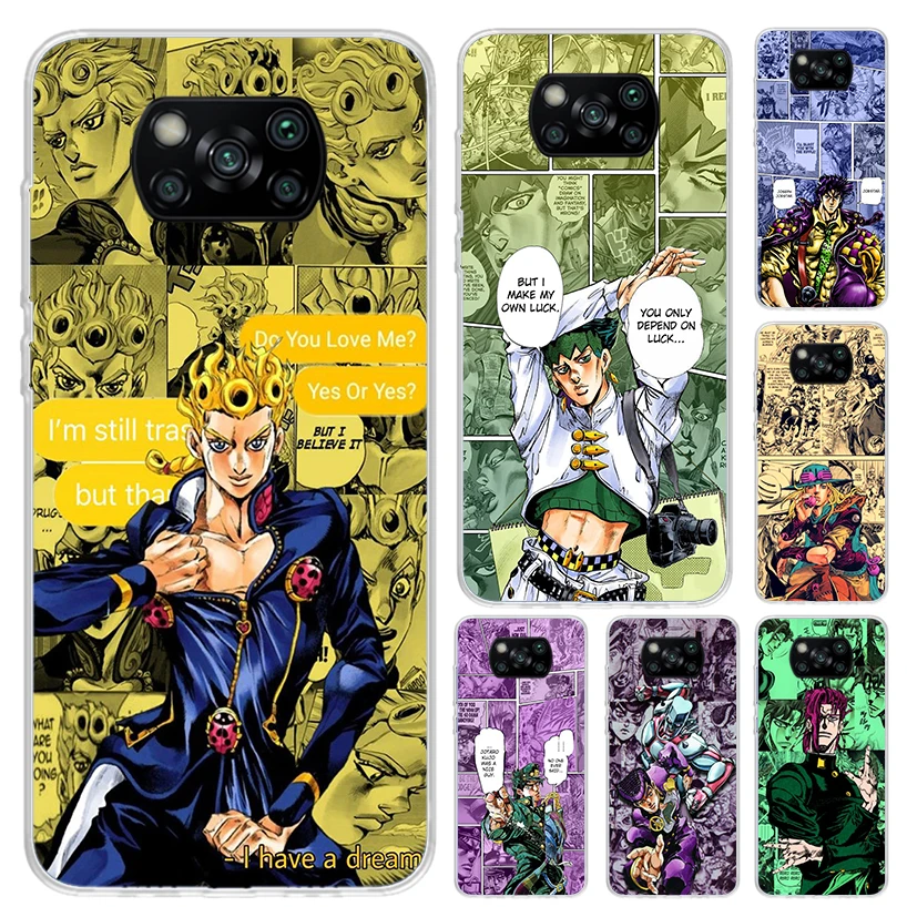 JoJo Bizarre Adventur Anime Phone Case for Xiaomi Poco X6 X5 X4 X3 Nfc F6 F5 F4 GT F3 F2 Pro F1 M5S M4 M3 5G Soft Funda Print Sh