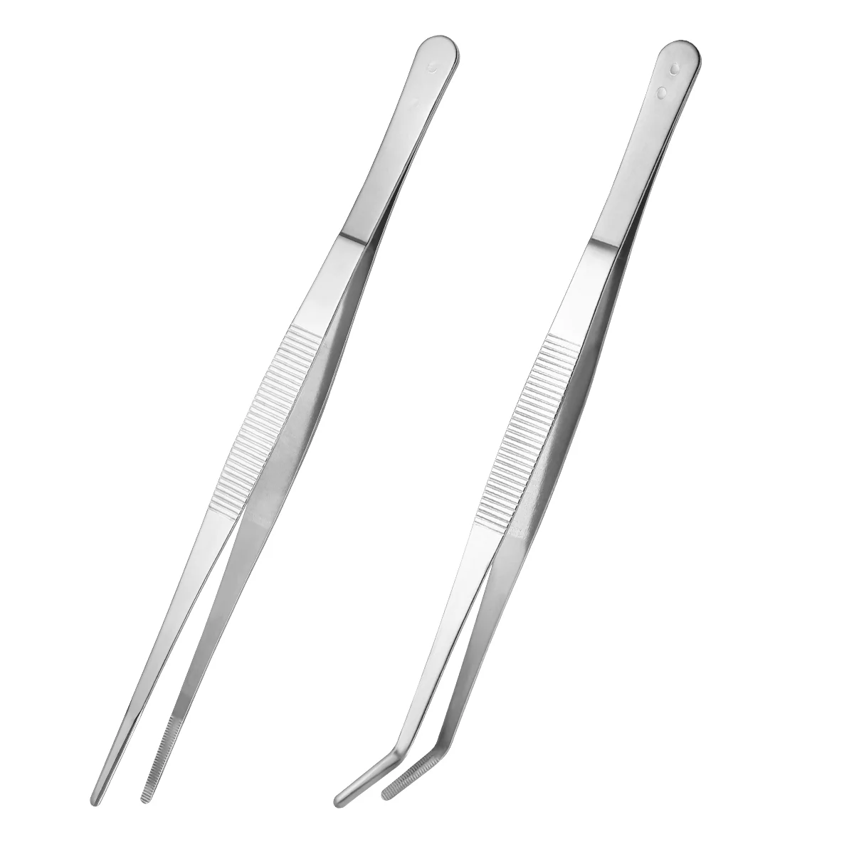 Tweezers for Snakes Stainless Steel Angled Feeding Tongs Animal Silver Straight Curved