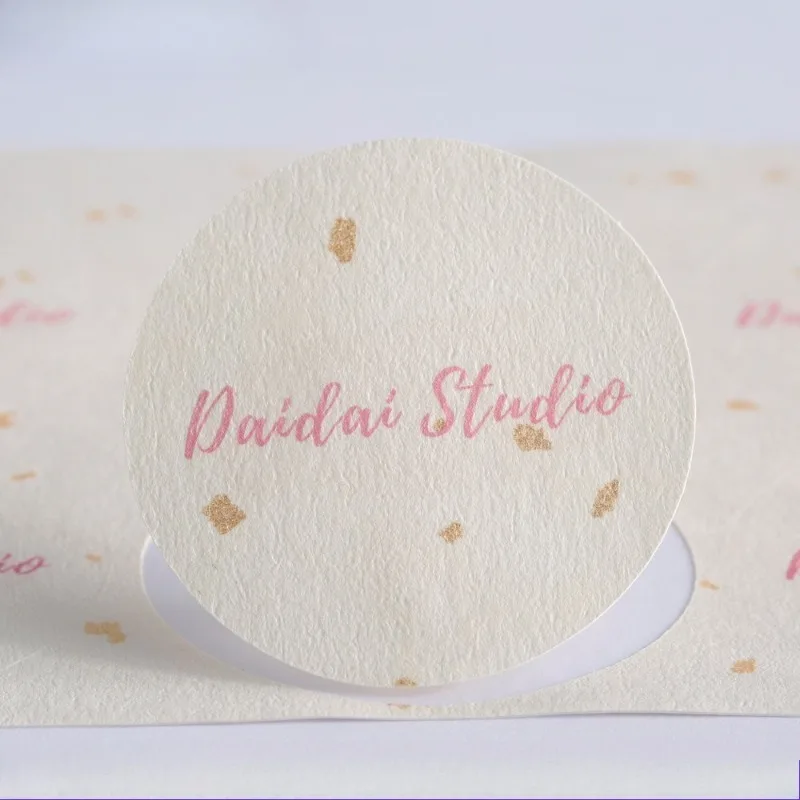 50PCS Small Batch Customization of Beautiful Patterns Gold Sprinkled Stickers Brand Promotion Hot Stamping Labels Stickers