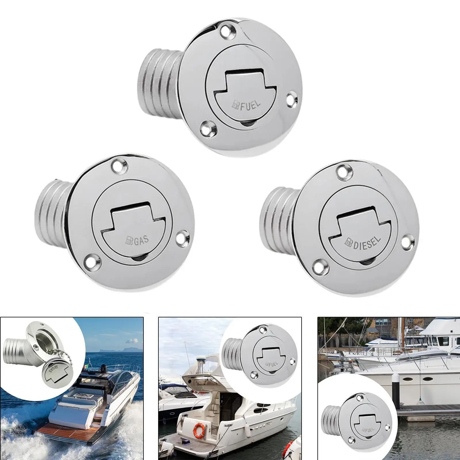 

Stainless Steel Boat Deck Filler Cap Marine Hardware Leak Proof 50mm for Truck RV Tractor Trailer