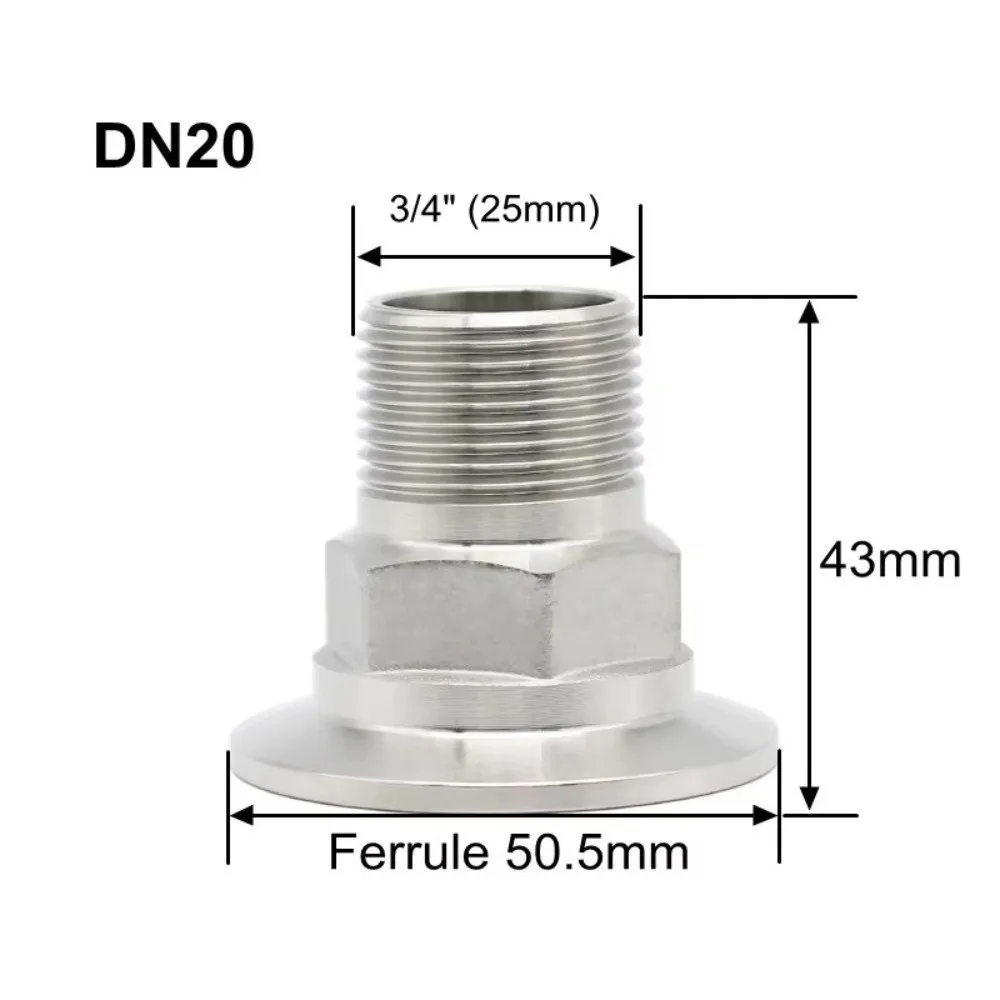 SS304 Stainless Steel Internal Thread Ferrule Fitting Sanitary Grade Internal Thread Sanitary Grade Fitting Triple Clamp