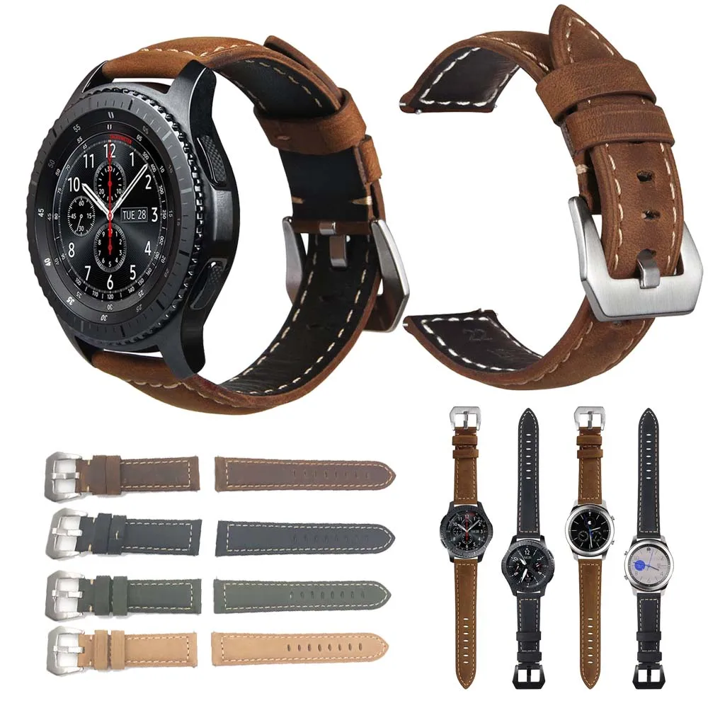 Luxury leather sport strap For Samsung Gear S3 Frontier/Classic watch 46mm watchbands bracelet wrist 22mm bands replacement belt