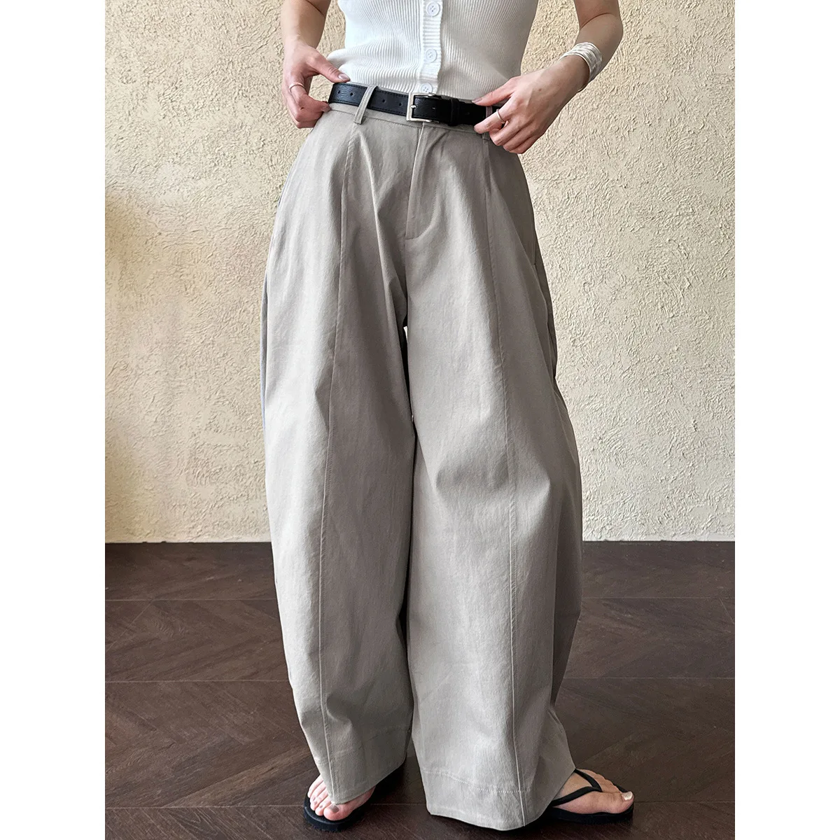 

Tailored Wide-leg Cargo Barrelpants Spring Straight-leg Baggy Pants