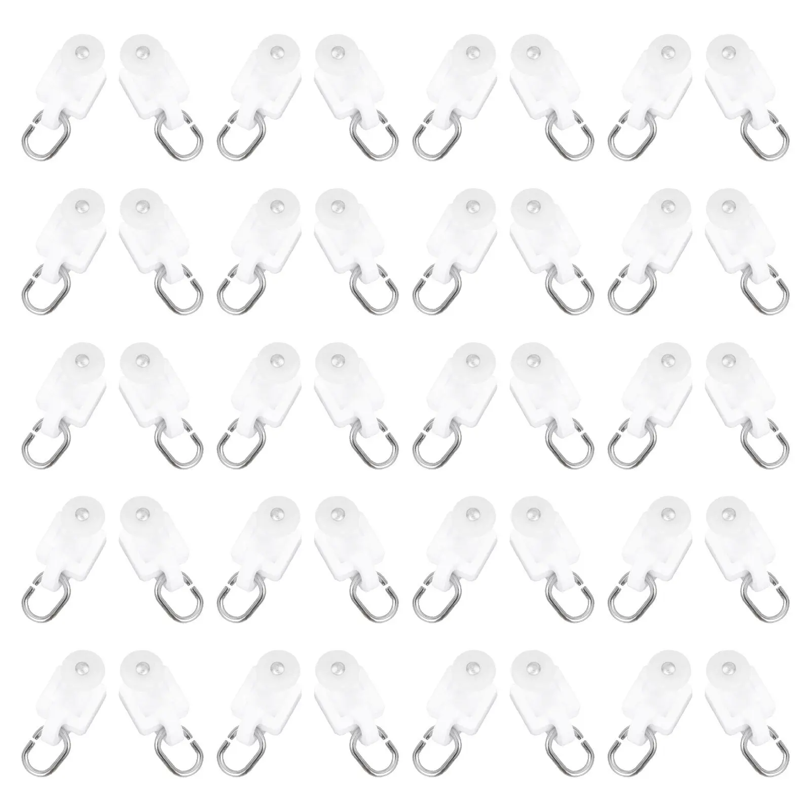 

100 шт. роликов для карниза с крючками, из ПВХ и сплава, премиум-класса, плавное скольжение, для окон, спален, офисов