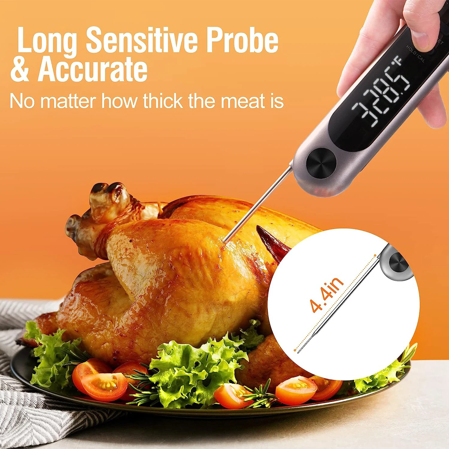 WENMEICE Instant Read Digital Meat Food Thermometer Waterproof Kitchen Cooking Kitchen Oven BBQ Baking Fry Thermometer