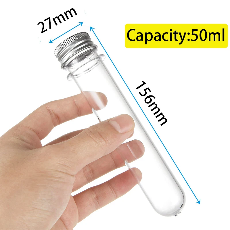 50 Pcs Clear Plastic Test Tubes 50ml Test Tubes with Lids Plastic Bottles for Storage Jewelry Seed