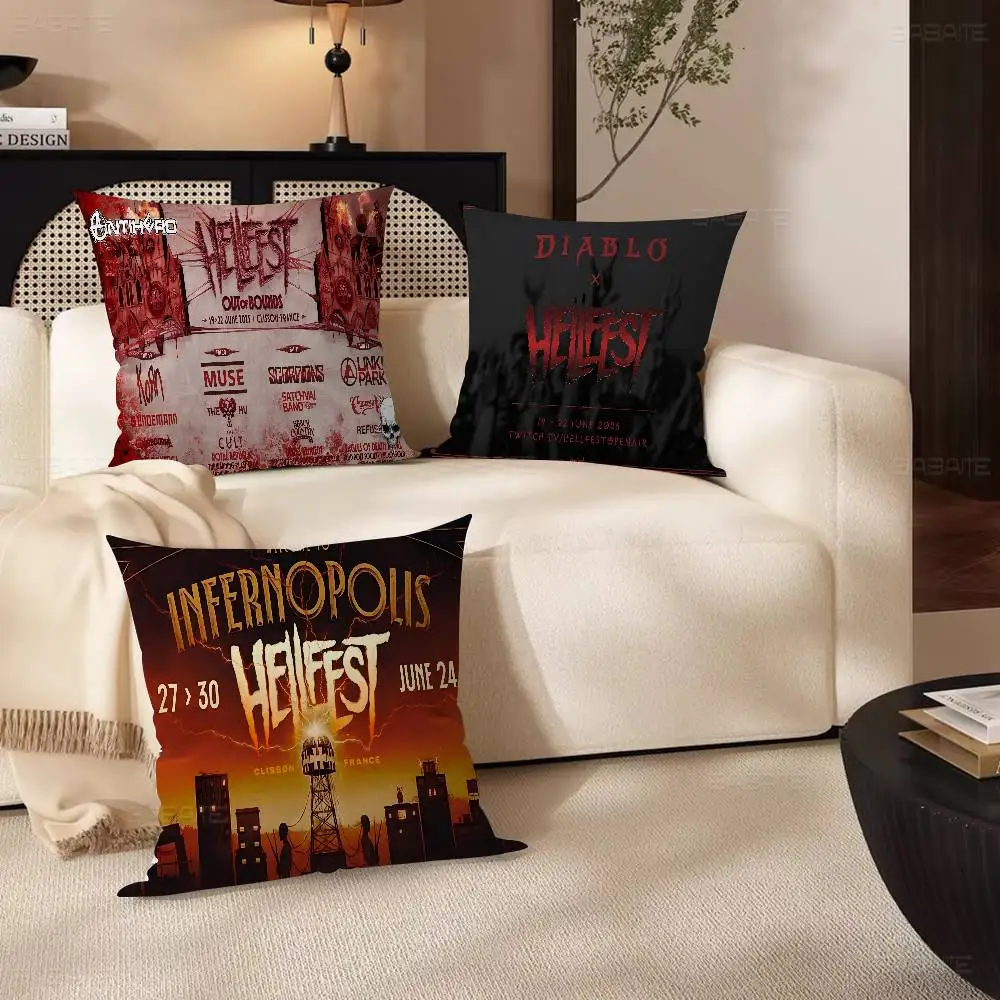H-Hellfest Band Kissen Geschenk Home Office Dekoration Kissen Schlafzimmer Sofa Auto Kissenbezug Kissenbezug