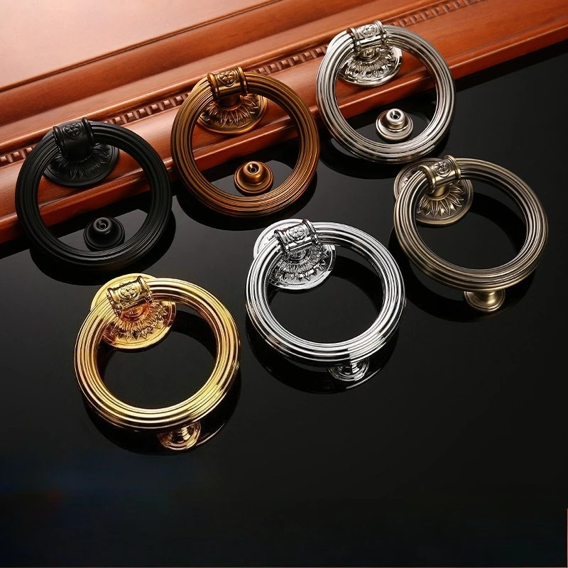 

Zinc Alloy Retro Circular Handle European-Style Single-Hole Round Pull Ring for Drawer Cabinet Doors Wardrobe Cabinet Hardware Handle