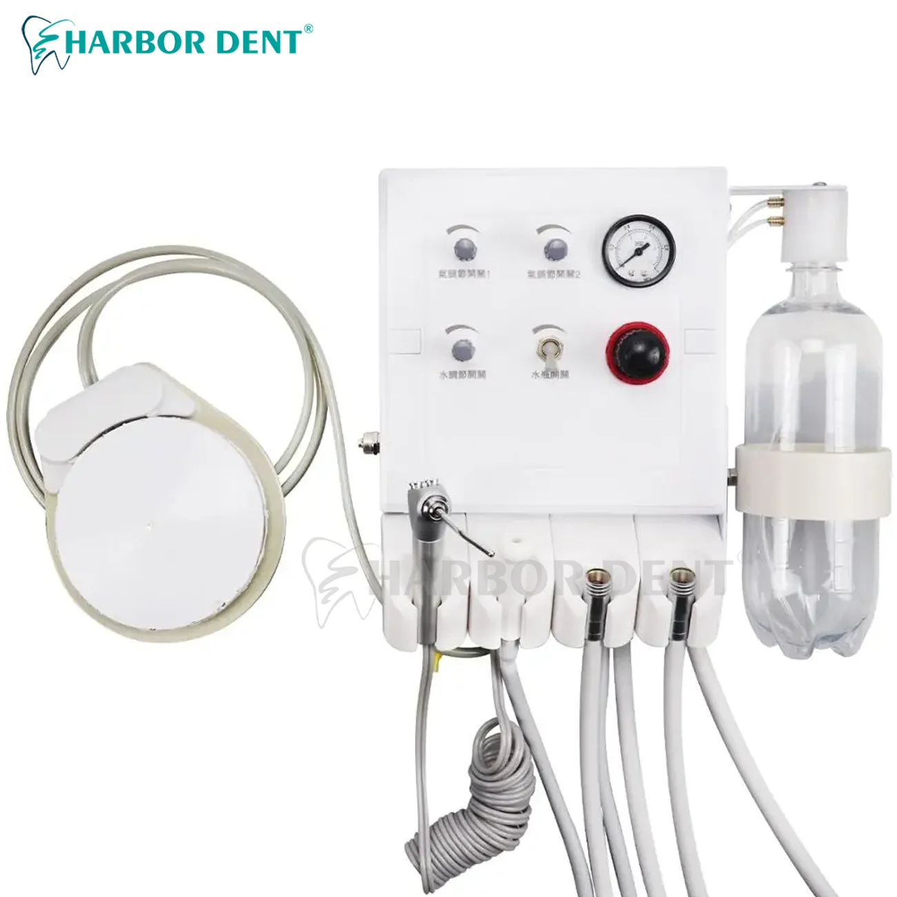 Dental Turbine Unit With 3 Way High Low Speed Hanpiece Tube Foot Pedal Wall Mounted Turbine Dentistry Lab Portable