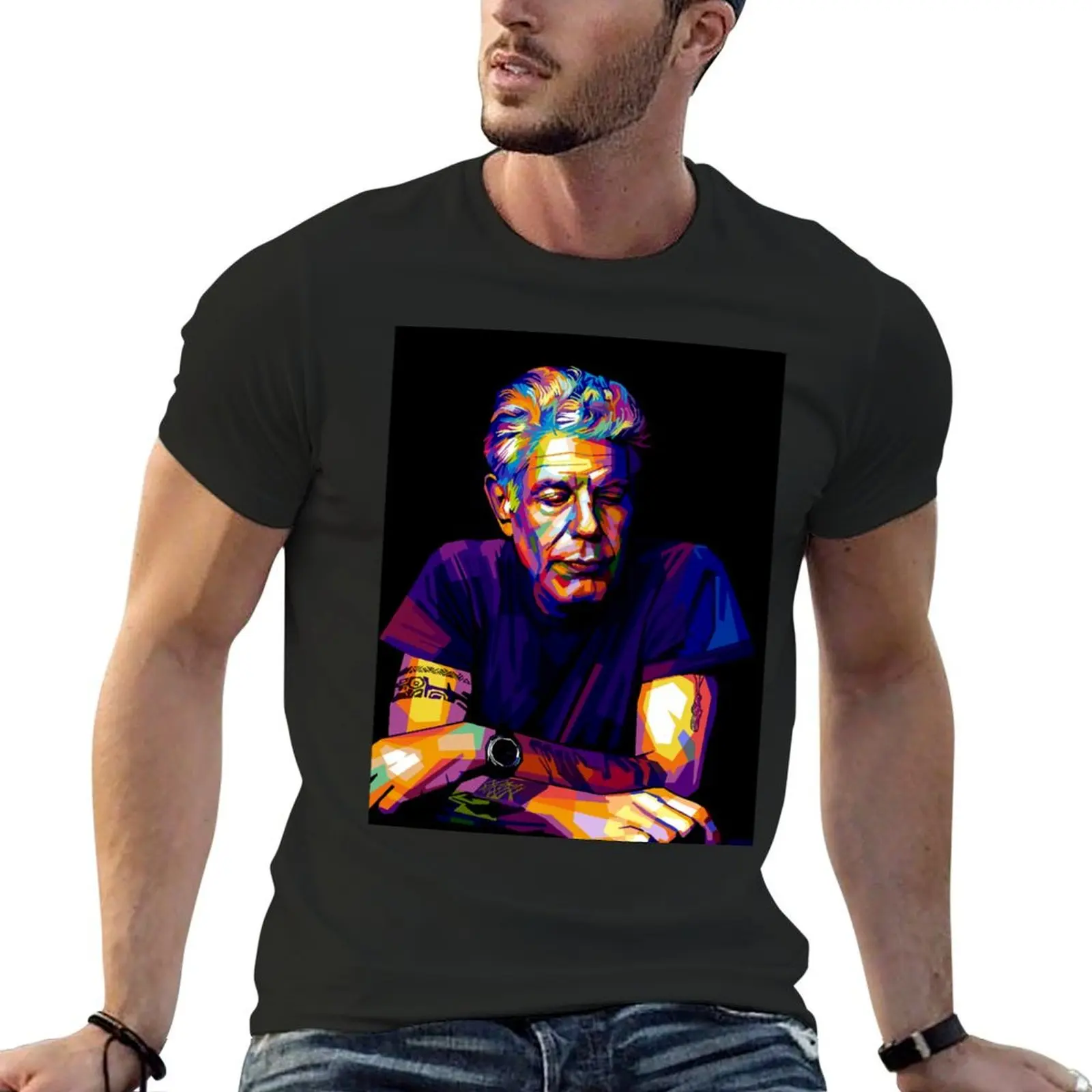 

Anthony Bourdain Ready to Hang Art T-Shirt custom shirt blue archive plain white t shirts men