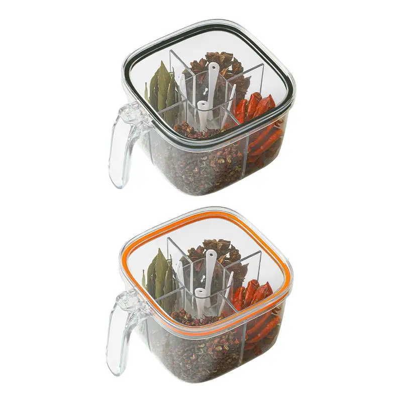 Kitchen Clear Seasoning Box Salt Pepper Chili Powder Organizer Box Kitchen Organizer Storage Boxes Seasoning Container