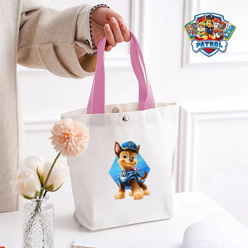 Paw Patrols Bolsa de lona para crianças, Chase Skye, desenhos animados de anime, bolsas fofas, acessórios casuais, sacolas impressas para meninos e meninas, sacola de compras