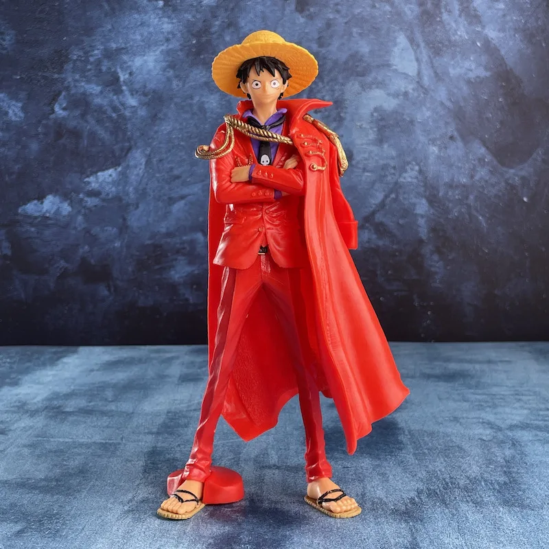 25cm Anime One Piece Figures Red Black Cloak Monkey D. Luffy Battle Style Action Figures Pvc Model Toy Ornaments Collection Gift