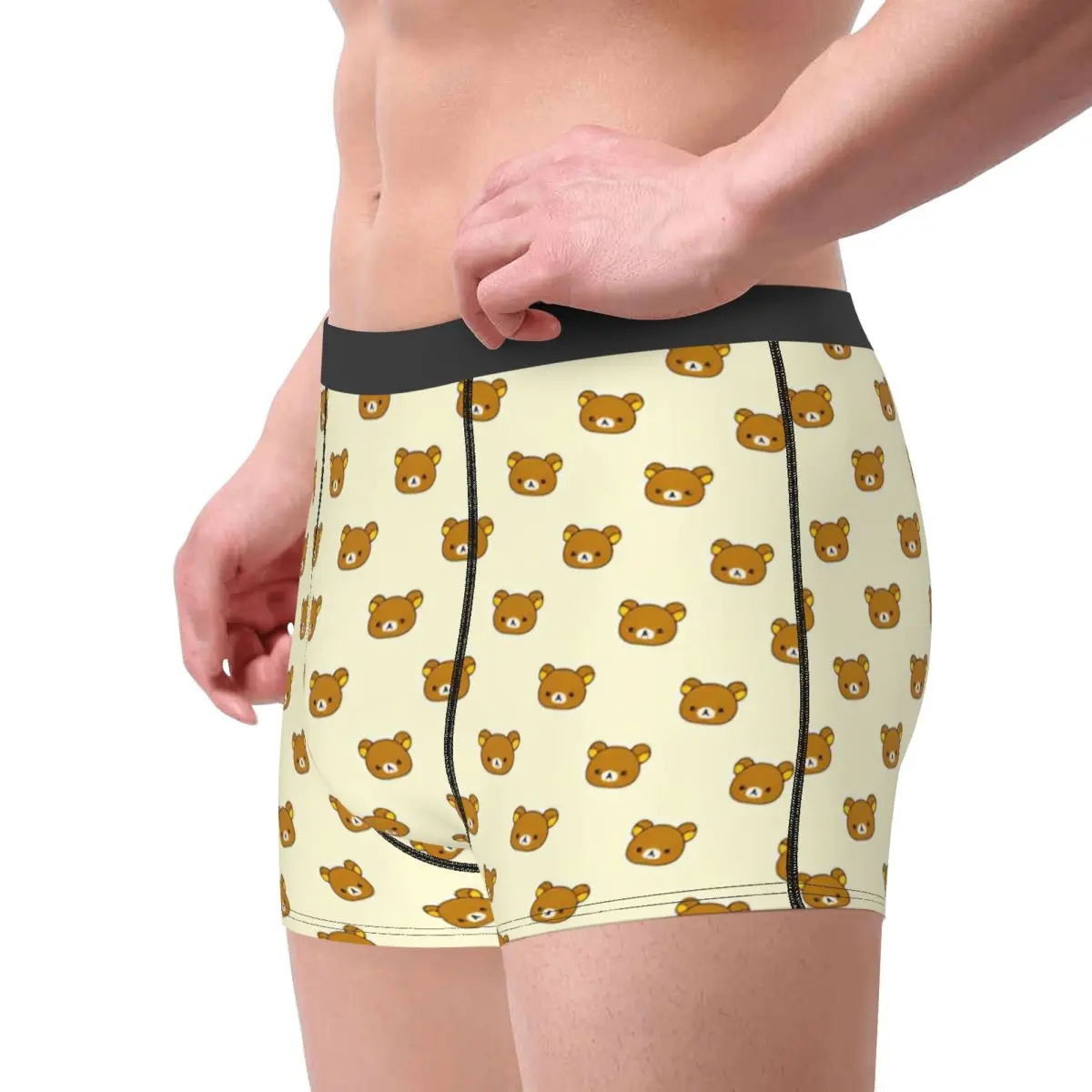 Rilakkuma Pattern Men Underwear Cartoon Boxer Briefs Shorts Panties Printed Soft Underpants for Male Plus Size