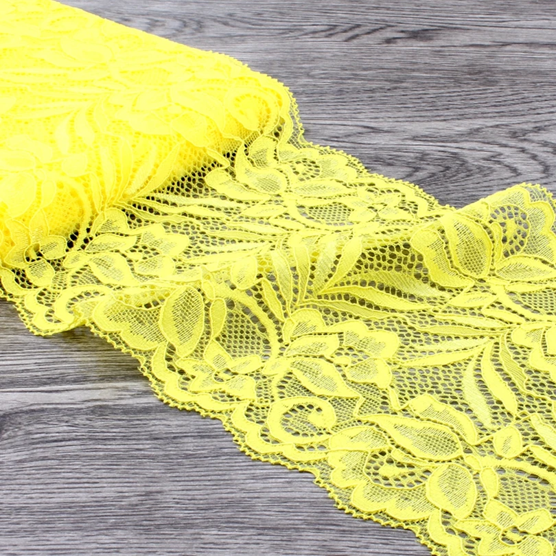 

10yards 15cm Wide Yellow Tulle Lace Ribbon Trim Headband For Women Elastic Lace Stretch for Baby Girls Hair Accessories