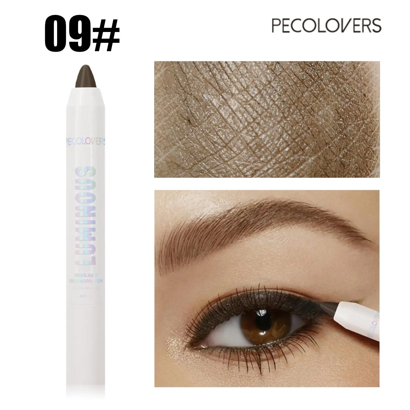 1PC Black Eyeshadow Stick Long Lasting Pearlescent Glitter Monochrome Eyeshadow Pencil Brightening Eye Makeup Highlighter Pen