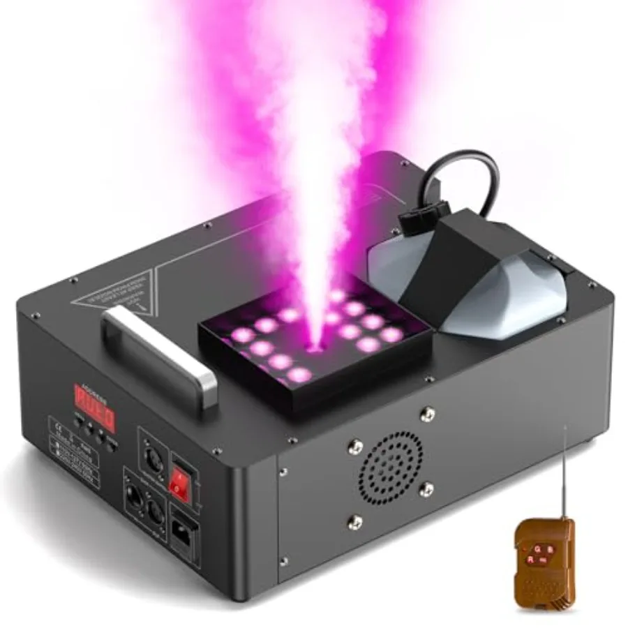 

1500W Fog Machine with Lights 24 RGB LED Stage Smoke Machine Vertical Halloween Smoke Machine DMX/Wireless/Manual Control 2.5 L