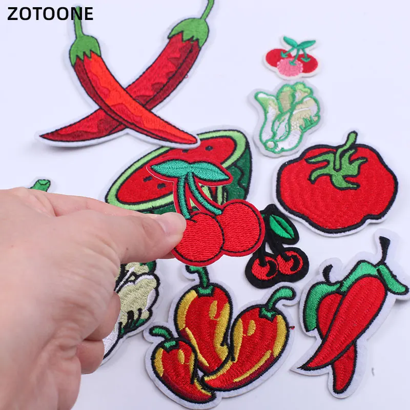 ZOTOONE Iron on Fruit Vegetable Patches for Clothing Applique Pineapple Watermelon Chili Embroidery Parches on Clothes Bags T