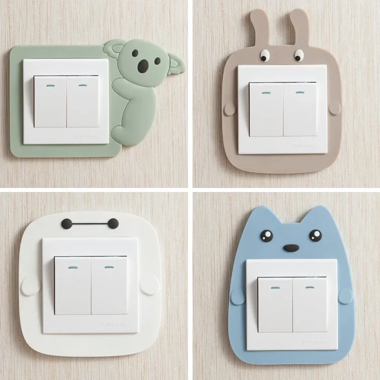 Cartoon animal switch cover room decoration 3D silicone switch sticker luminous switch socket wall sticker