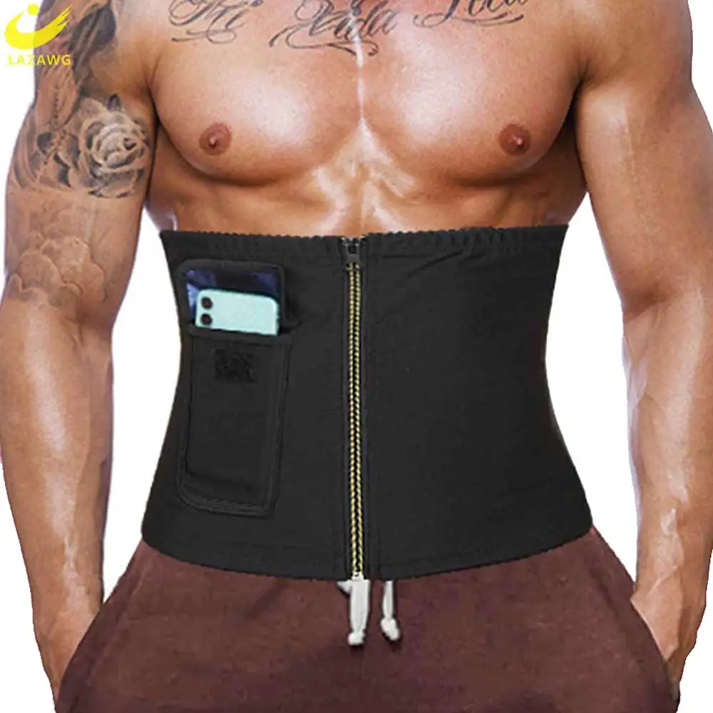 

LAZAWG Men Waist Trainer Belt Corset Sauna Trimmer Weight Loss Sport Shapewear Body Shaper Stomach Wraps Workout Slimming