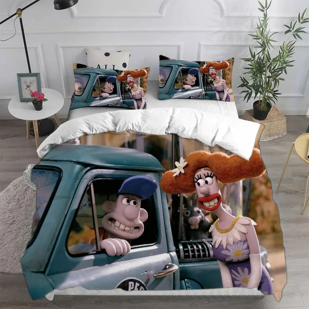 wallace and gromit dog Cartoon movie Poster Duvet Cover Sets, Wallace & Gromit Bedding Sets Kids Adult Size