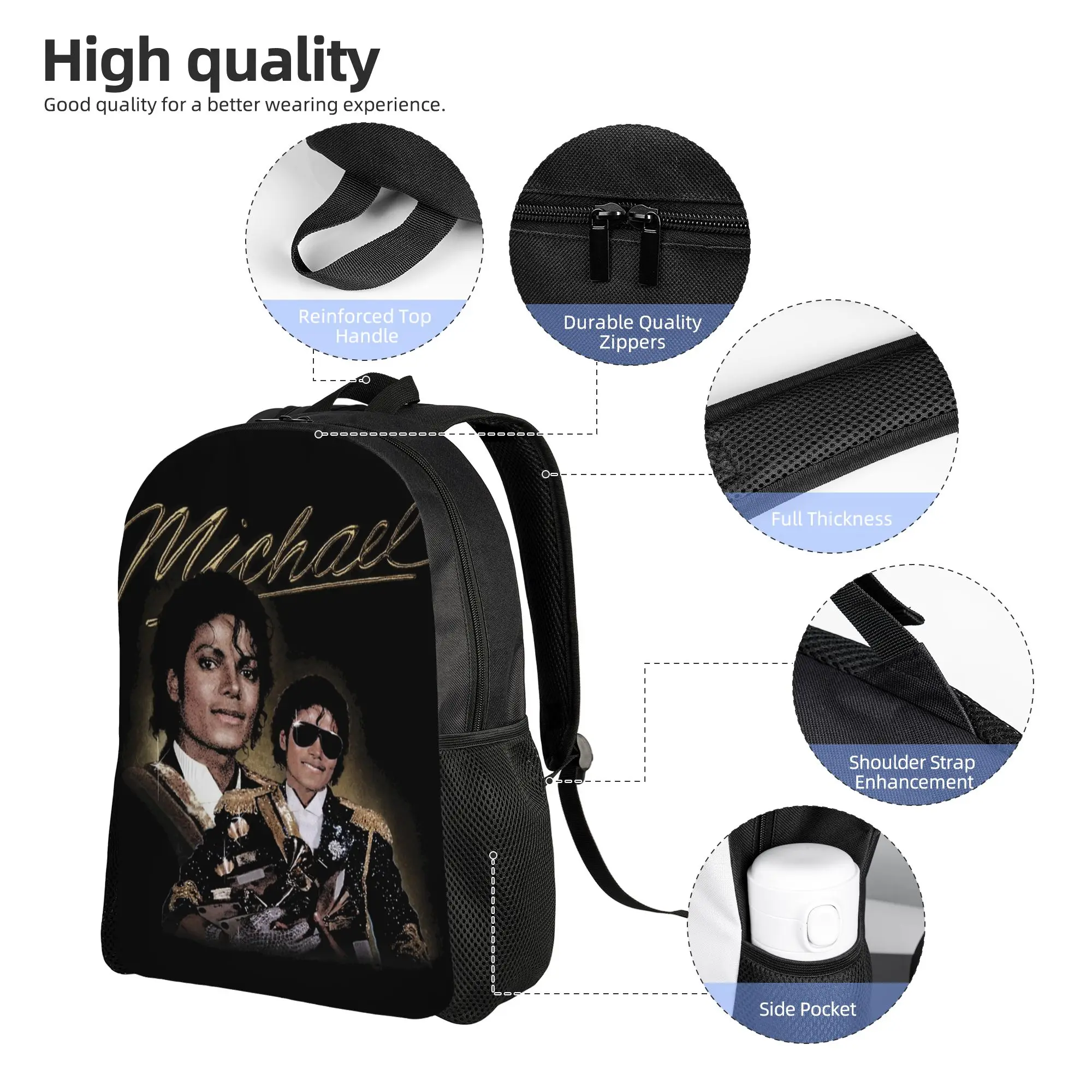 Michaels Jacksons Grammy Fashion Backpack Sports High School Hiking Travel  Daypack for Men Women Laptop Computer Shoulder Bag