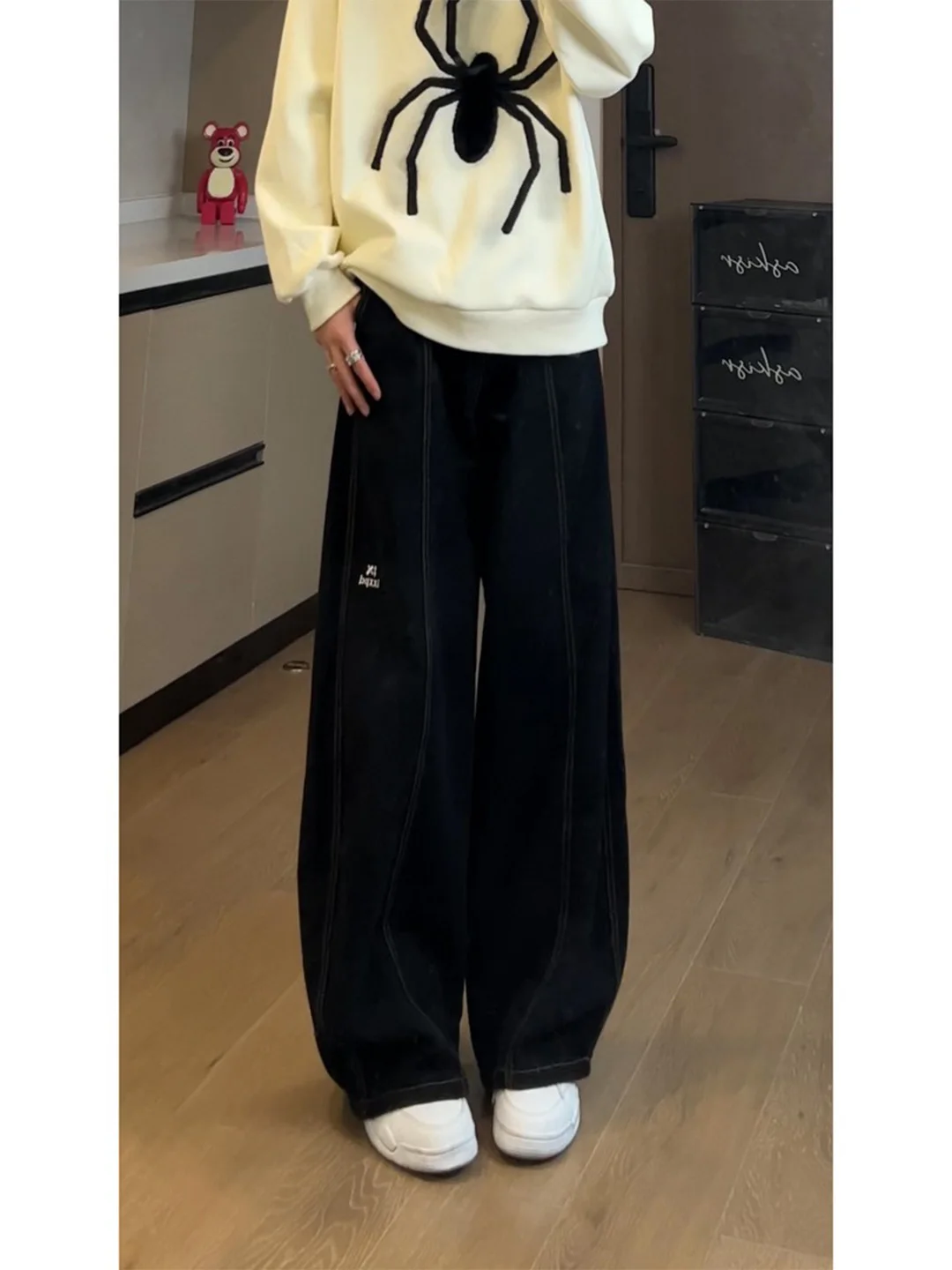 

American Sle Men's Wide Leg Jeans Casual Spring Faionable All-Match Loose Straight Cut Sensation Denim Pants