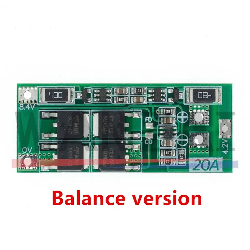 2S 20A 7.4V 8.4V 18650 Lithium battery protection board/BMS board standard/balance